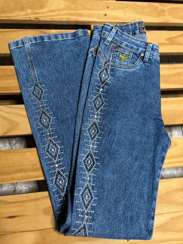 CALÇA JEANS FEMININA COM PEDRARIAS - Imagem 5