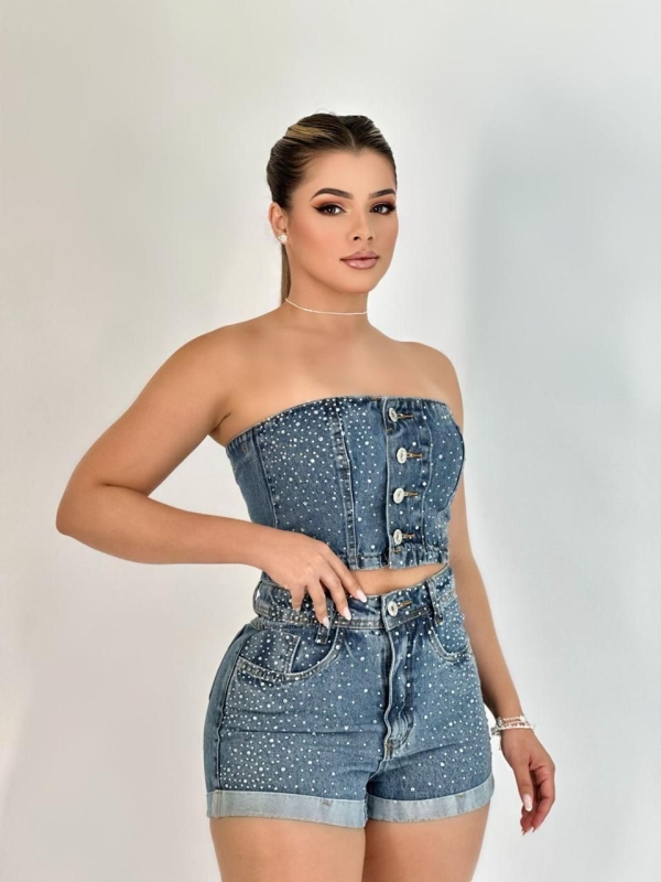 CONJUNTO JEANS COM PEDRARIAS - Imagem 3