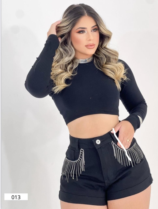 SHORTS JEANS COM FRANJAS - Imagem 2