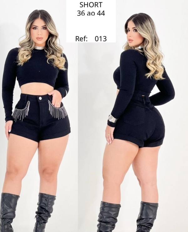 SHORTS JEANS COM FRANJAS