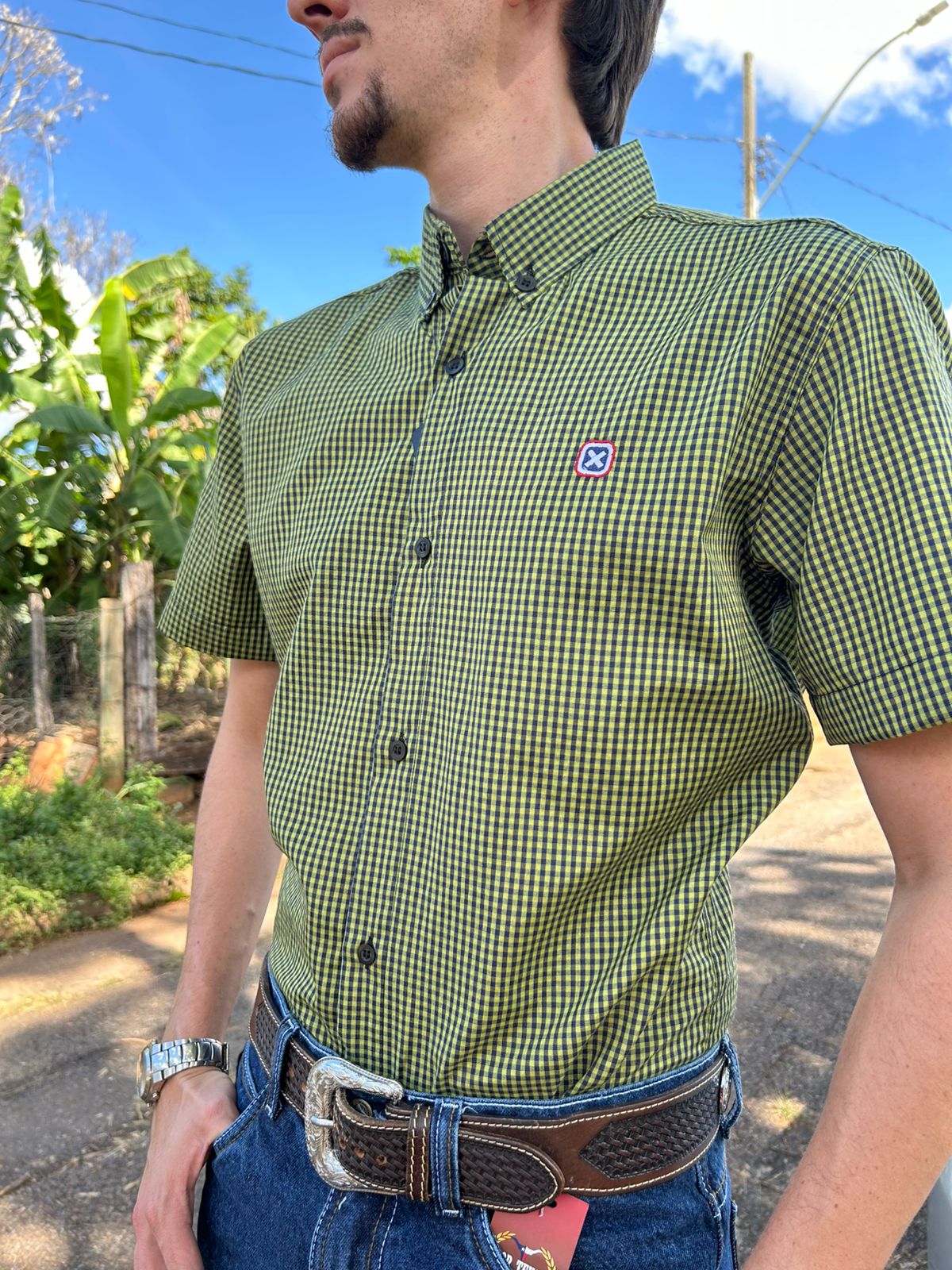 CAMISA XADREZ MASCULINA MANGA CURTA